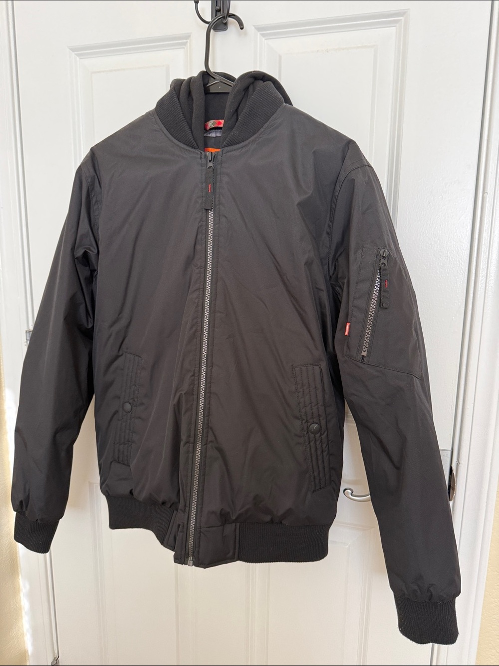 Men's Black Hooded Bomber Jacket - Casual Bomber